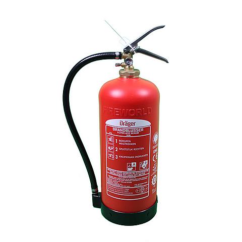 SG00167 Dräger Foam Extinguisher Composite 6 liter AB (stored pressure) The revolution in portable fire extinguishers: composite extinguishers are the latest development in the quest for durable corrosion resistant and low maintenance extinguishers. The extinguishers have EN3, CE and MED certification and a lifetime of 20 years. Another unique feature: the extinguishing medium in these units needs to be replaced every 10 years as per manufacturer specification. Foam extinguishers cover type A and B fires.